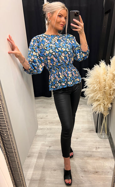 Aria top - blue flower