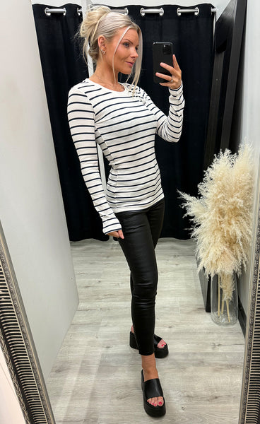 Hizamond stripe tee 33 - navy stripe