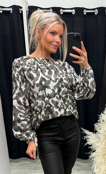 Ariana blouse 14 - boho bloom smokey olive
