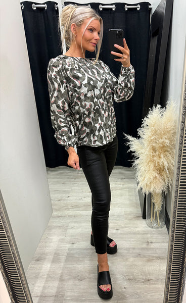 Ariana blouse 14 - boho bloom smokey olive
