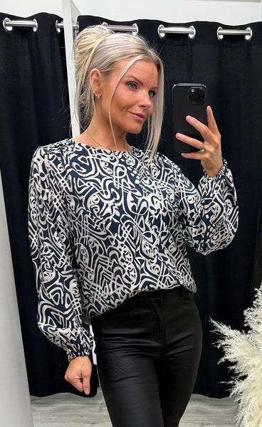 Ariana blouse 14 - art lines navy