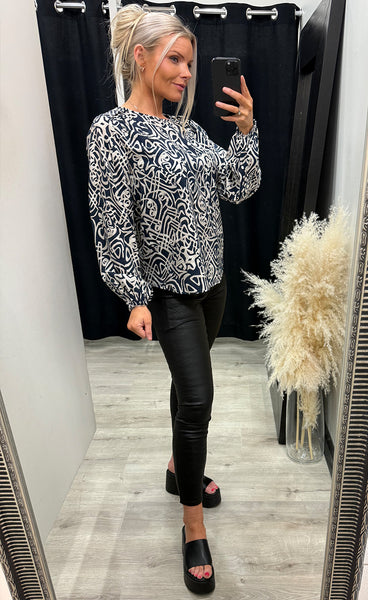 Ariana blouse 14 - art lines navy
