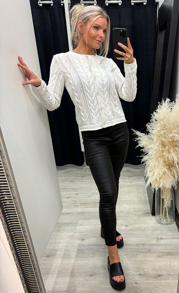 Mikala cable cardigan - marshmallow