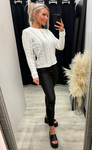 Mikala cable cardigan - marshmallow