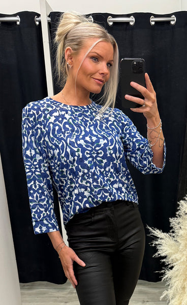 Seen tee 8 - boho bloom navy green