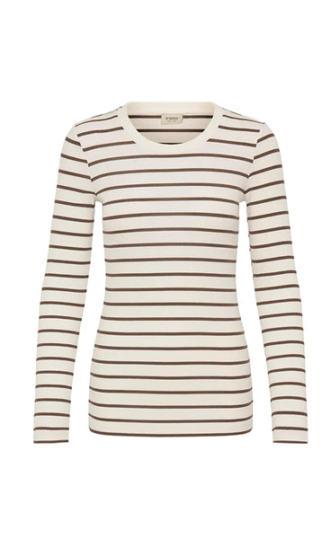 Hizamond stripe tee 33 - beige pine bark stripe