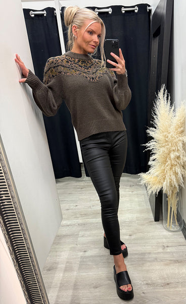 NÜ Eva blouse knit - brown mix