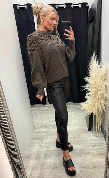 NÜ Eva blouse knit - brown mix