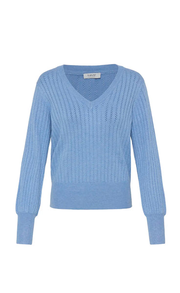 Morla v-neck pointelle - della robbia blue