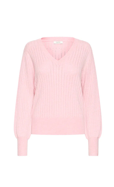 Morla v-neck pointelle - parfait pink