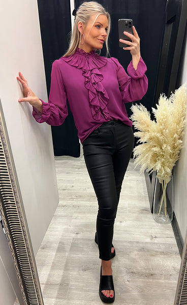 Ruffle blouse - magenta haze