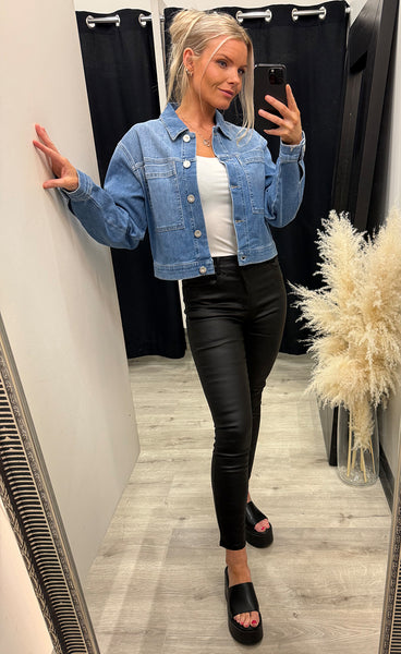 PULZ Anni jacket - medium blue denim