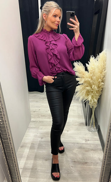 Ruffle blouse - magenta haze