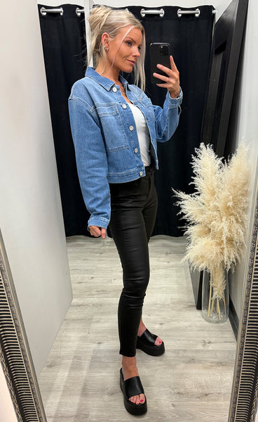 PULZ Anni jacket - medium blue denim