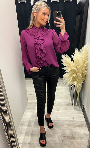 Ruffle blouse - magenta haze