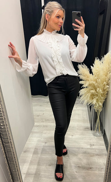 Ruffle blouse - antique white