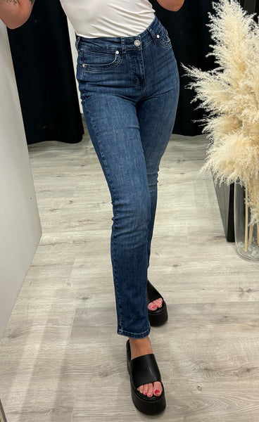 Ana HW straight jeans - dark blue denim