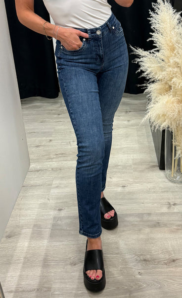 Ana HW straight jeans - dark blue denim