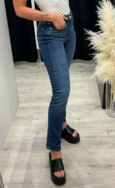 Ana HW straight jeans - dark blue denim