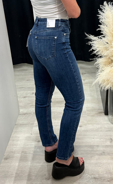 Ana HW straight jeans - dark blue denim