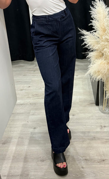 Allie HW wide leg pants - dark blue denim