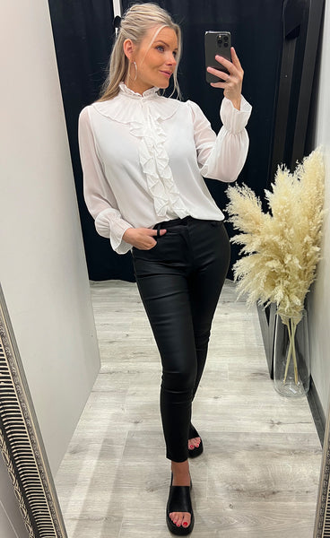 Ruffle blouse - antique white