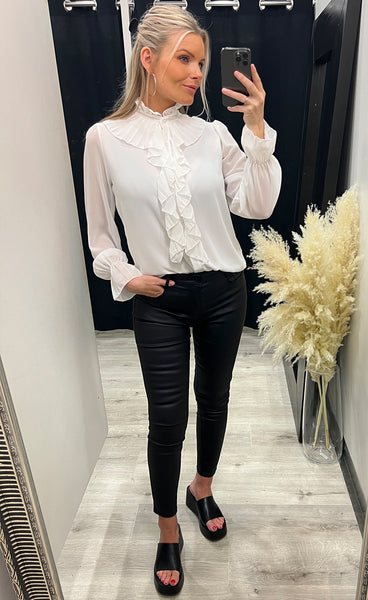 Ruffle blouse - antique white