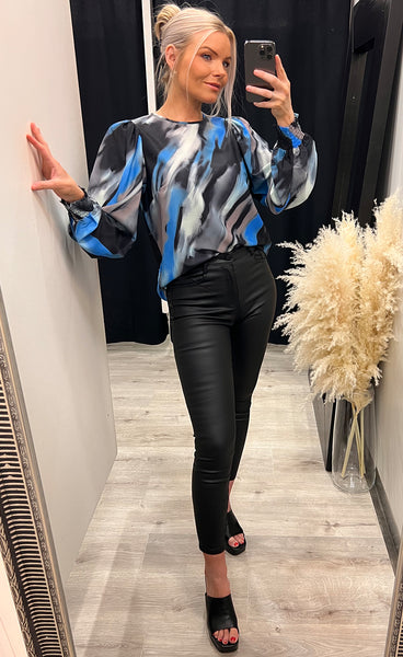 Ventia blouse - black/blue