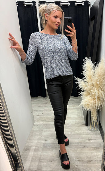 Amy blouse 1 - tiny petal navy