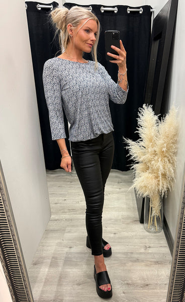 Amy blouse 1 - tiny petal navy