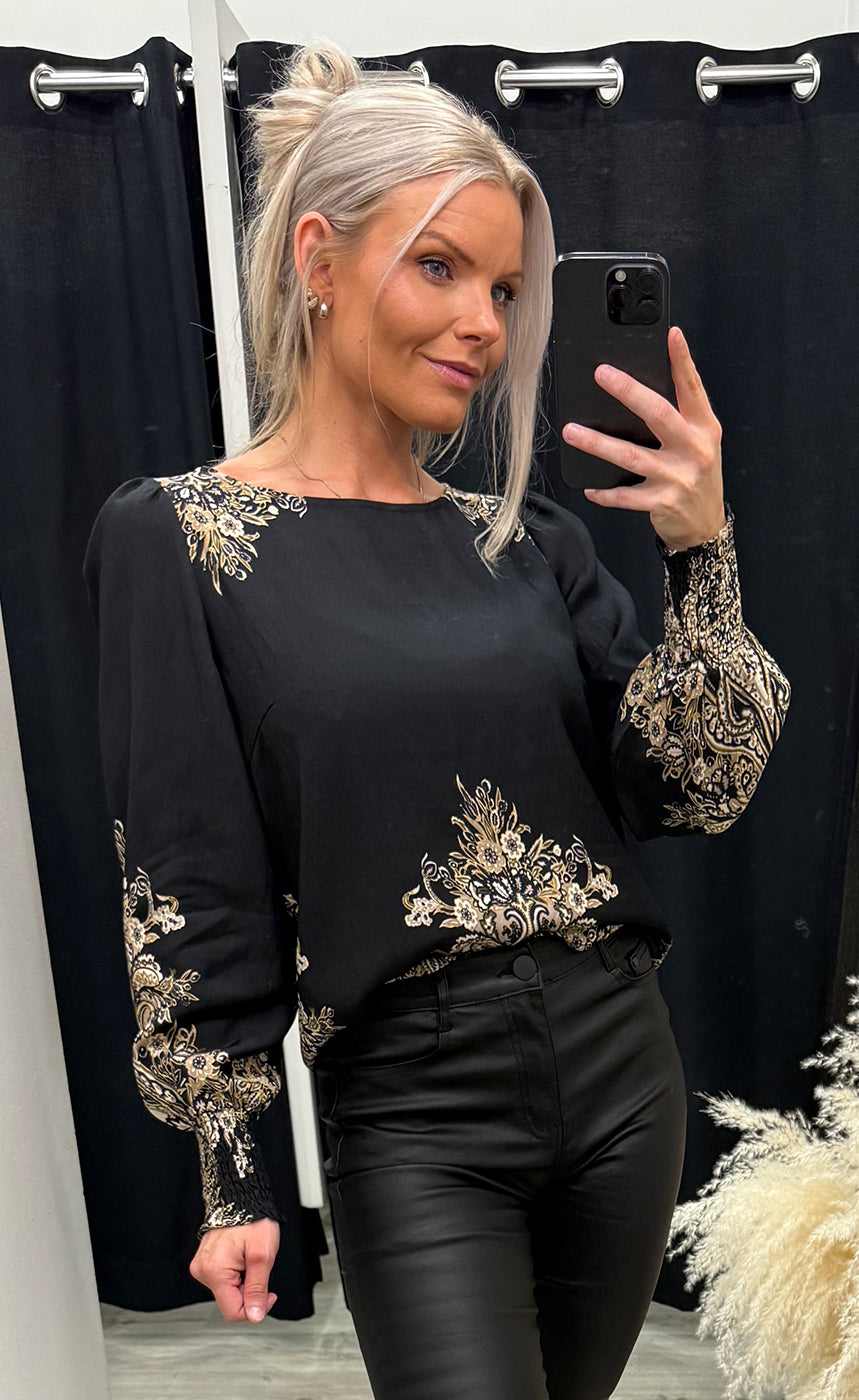 Dara blouse 3 - black paisley