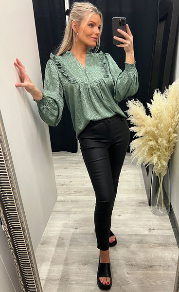 Silke blouse - green print