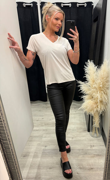 Fenya modal v-neck tee - oatmeal