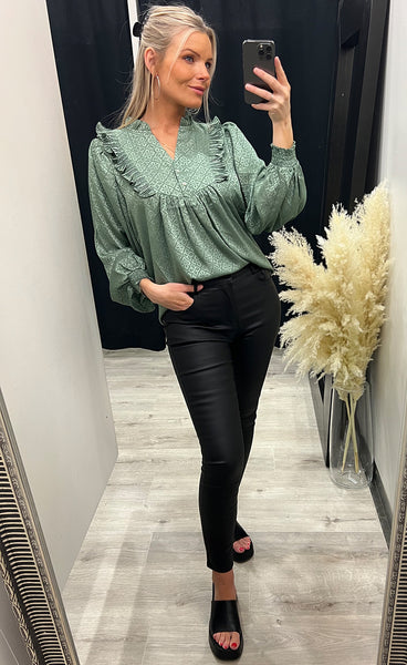 Silke blouse - green print