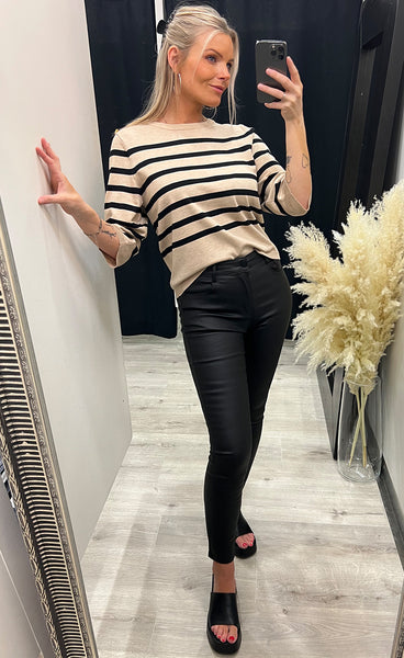 Mila stripe pullover - sand/black