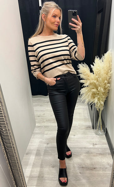 Mila stripe pullover - sand/black