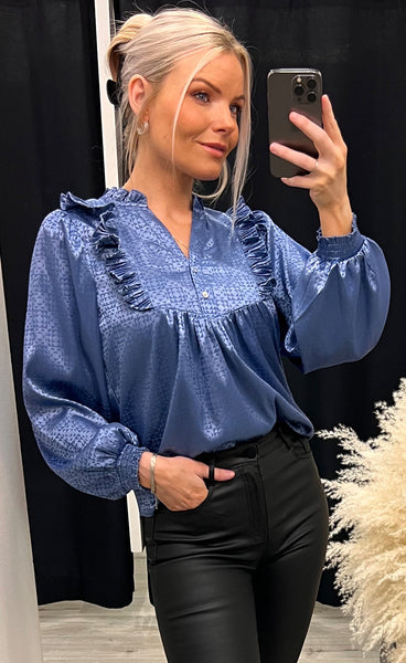 Silke shinny jaquard - blue