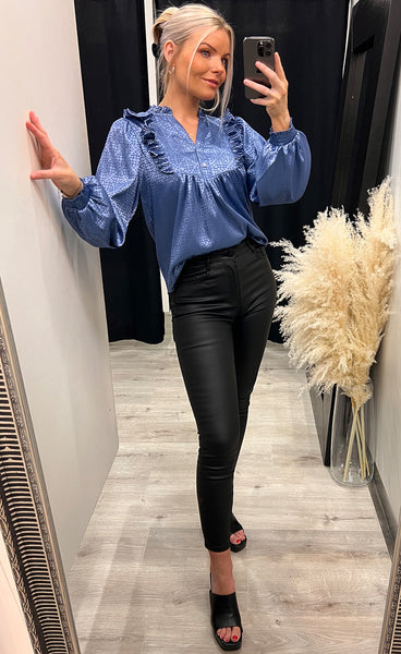 Silke shinny jaquard - blue