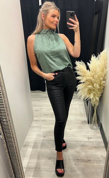 Liva top - green print