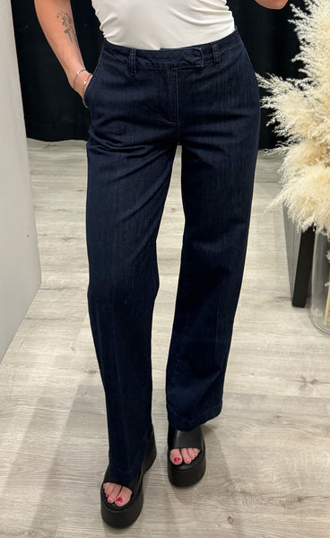 Allie HW wide leg pants - dark blue denim