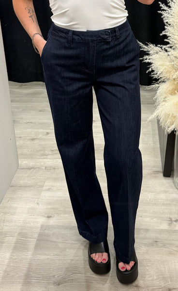 Allie HW wide leg pants - dark blue denim