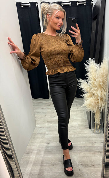 Nix blouse - cognac/dot