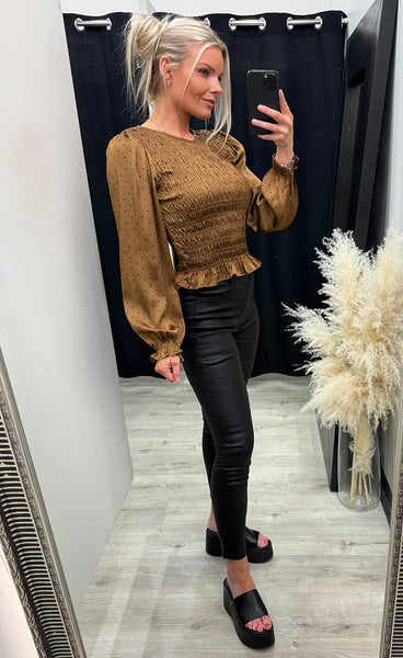 Nix blouse - cognac/dot