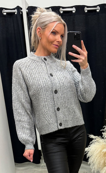 Nello short cardigan - mid grey melange