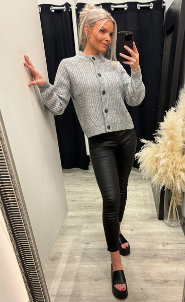 Nello short cardigan - mid grey melange