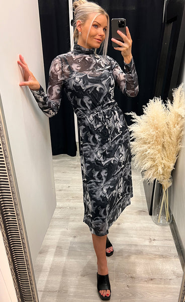 Divia dress - black swirl