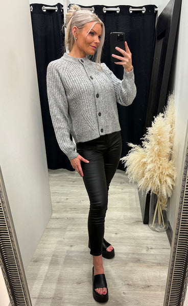 Nello short cardigan - mid grey melange