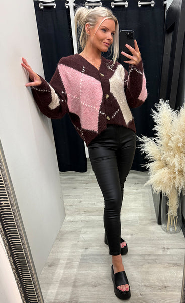 N-laiana knit cardigan - winetasting mix