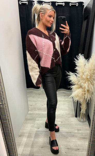 N-laiana knit cardigan - winetasting mix