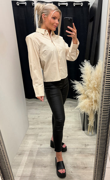 N-myra shirt - donnie cream stripe